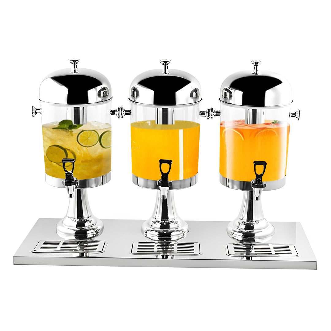 SOGA Triple Head 24L Stainless Steel Dispenser Beverage Transparent Commercial Drink Container Jug