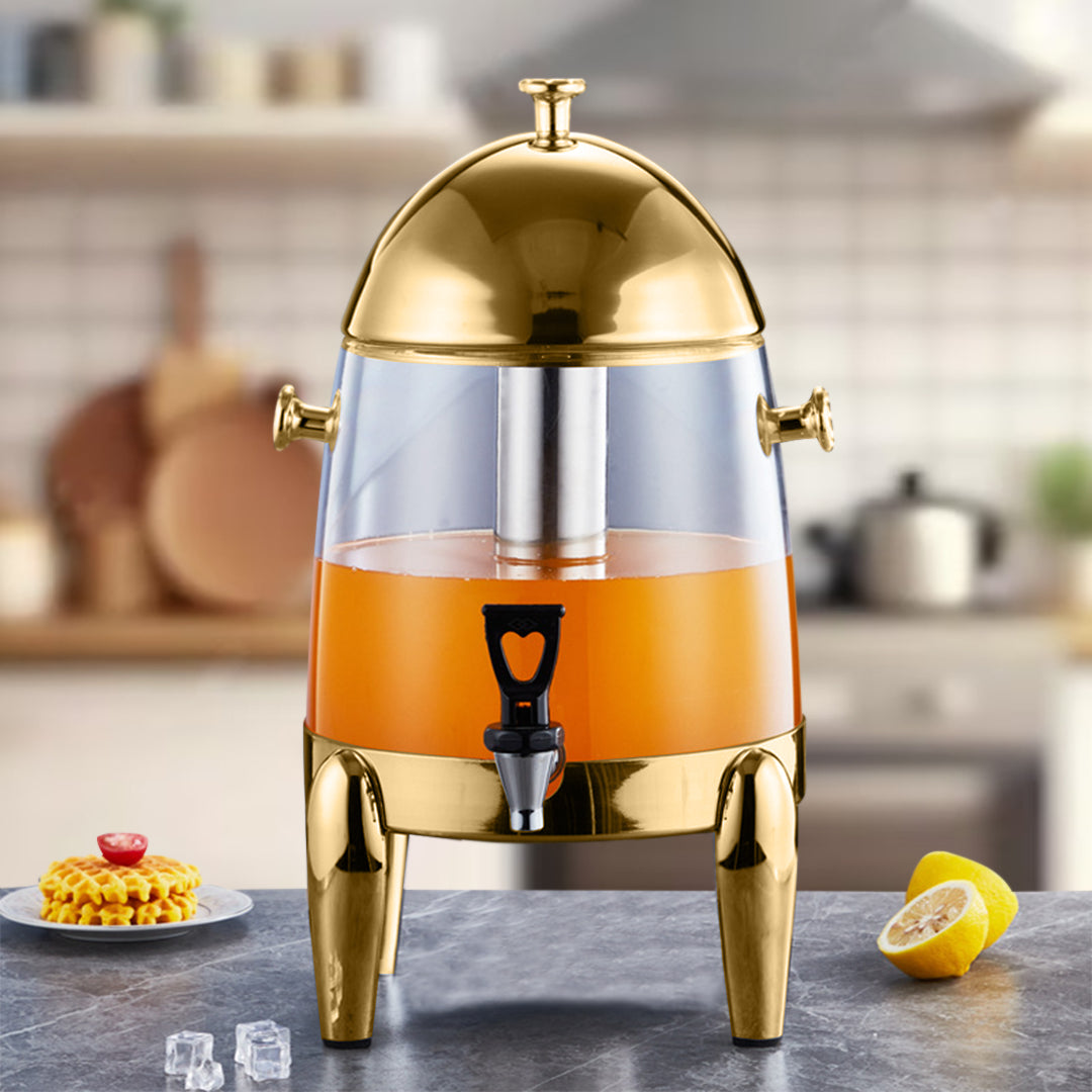 SOGA Stainless Steel 12L Beverage Dispenser Hot and Cold Juice Water Tea Buffet Drink Container Jug with Gold Accents