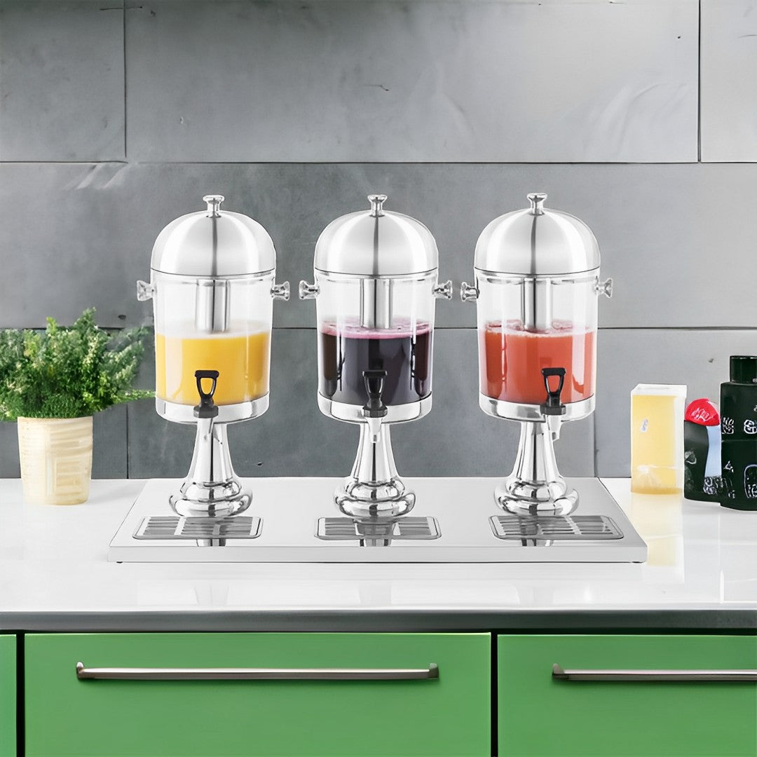 SOGA Triple Head 24L Stainless Steel Dispenser Beverage Transparent Commercial Drink Container Jug