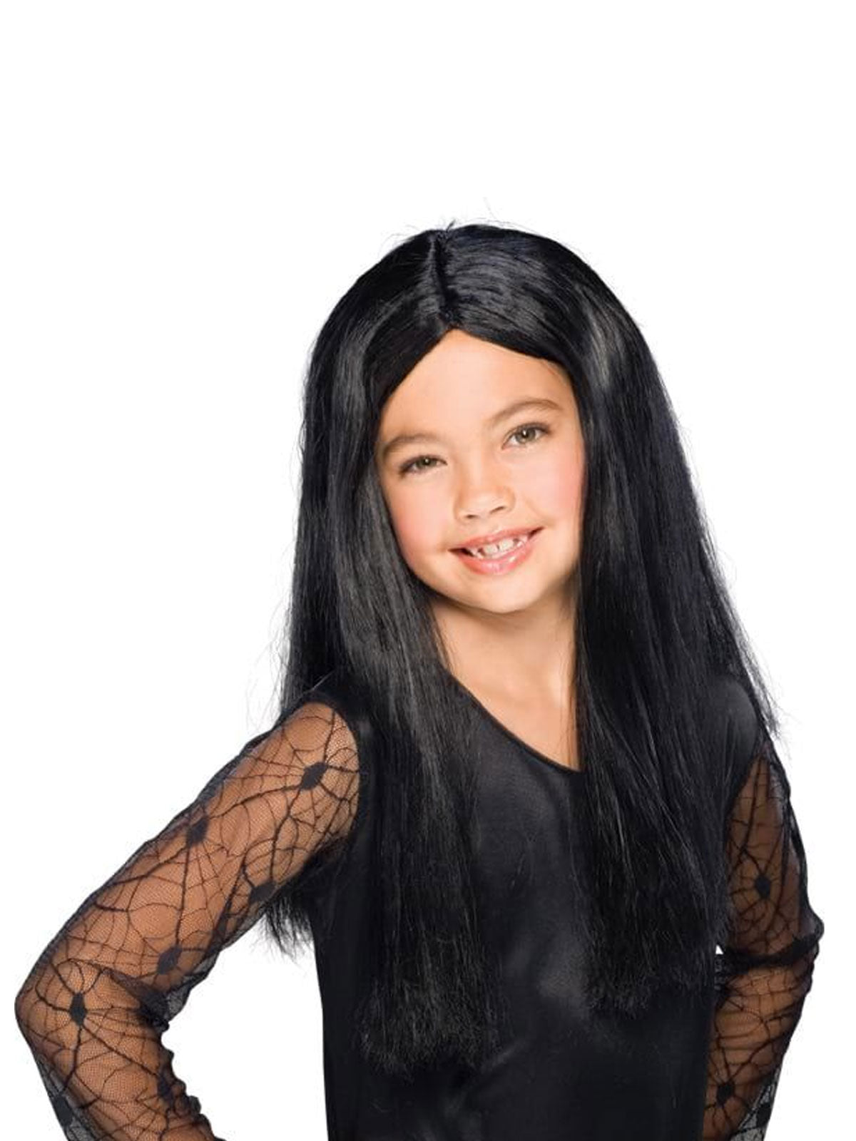 The Addams Family Witch Long Black Kids Wig Costume Accessory