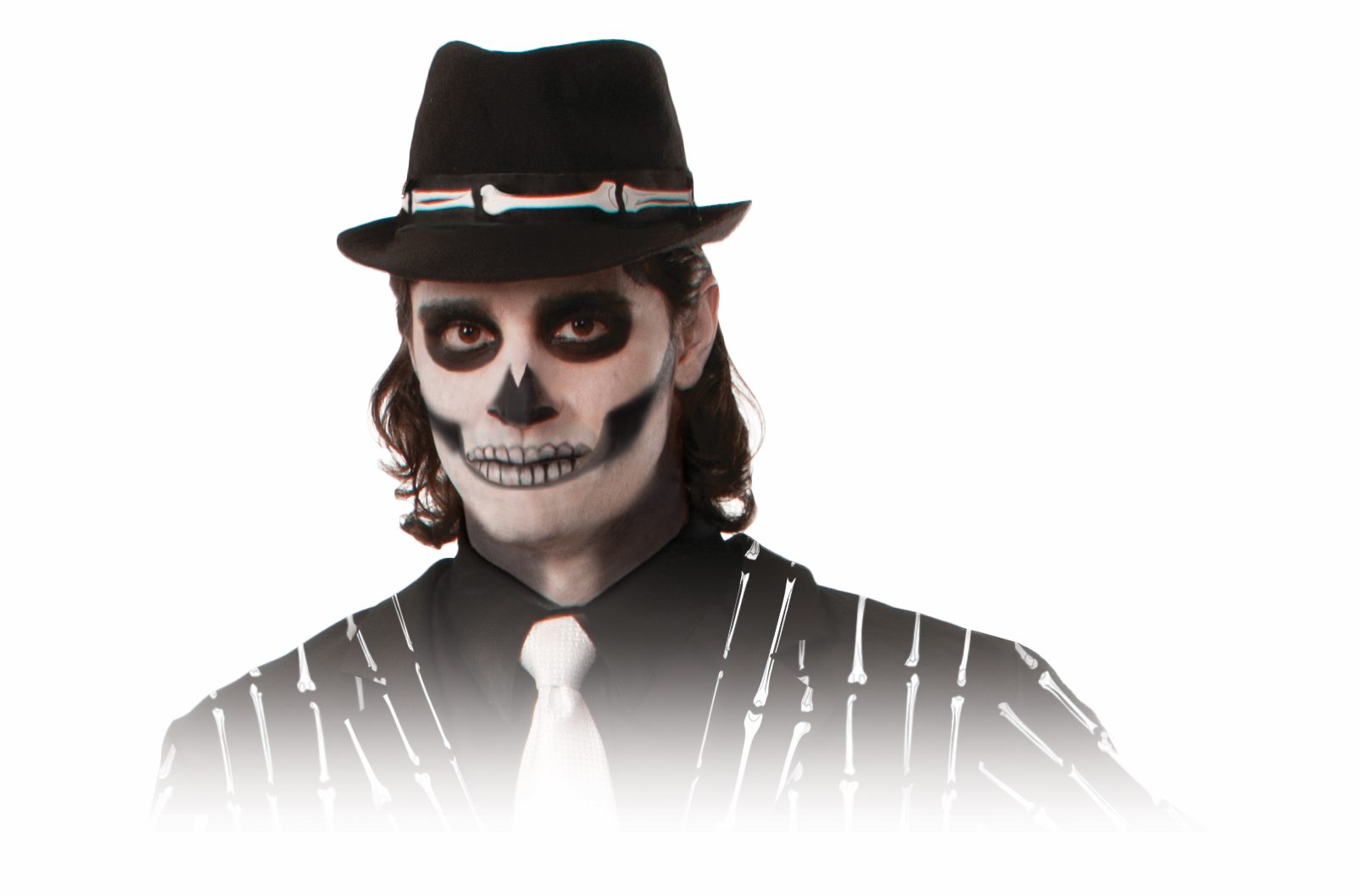 Day of the Dead Skeleton Fedora Hat Costume Accessory