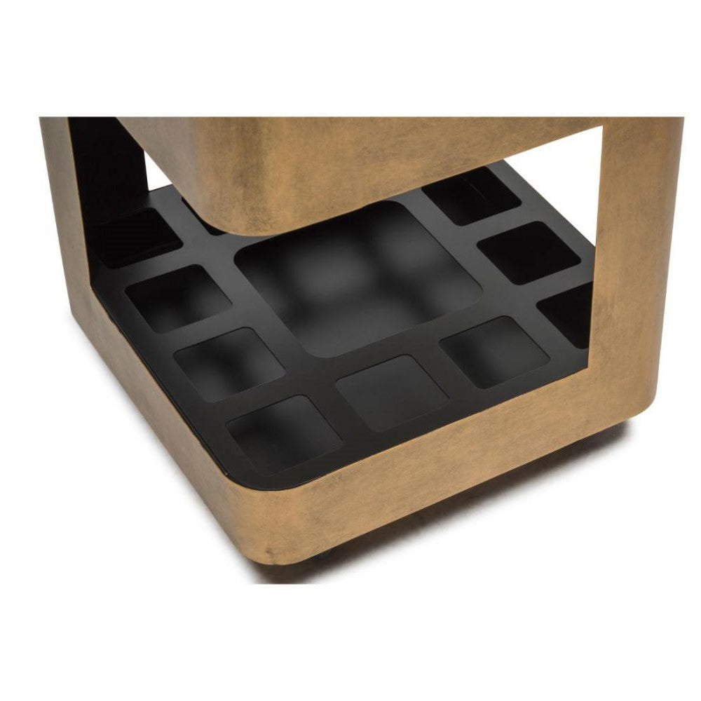 Contemporary Home Bar with Elegant Marble Top - French Brass