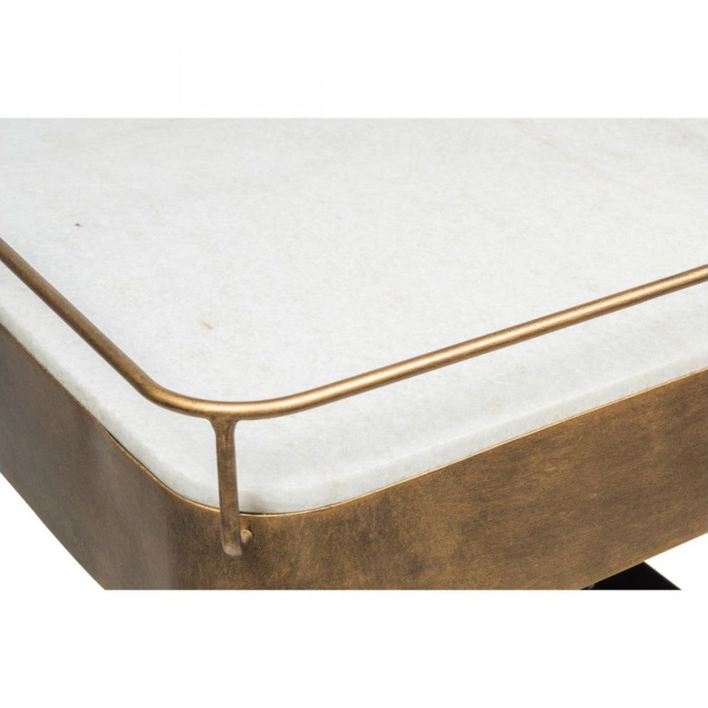 Contemporary Home Bar with Elegant Marble Top - French Brass