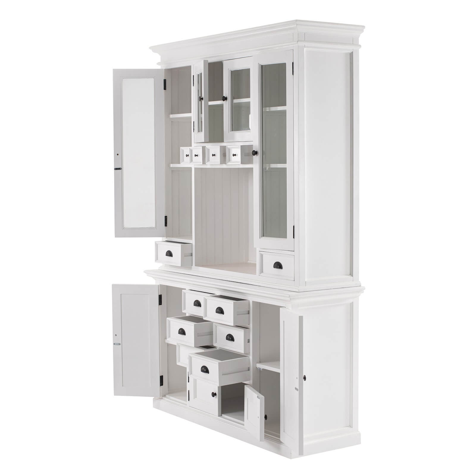Classic Farmhouse Hutch Cabinet with 12 Drawers 4 + 4 Doors 1 Shelf