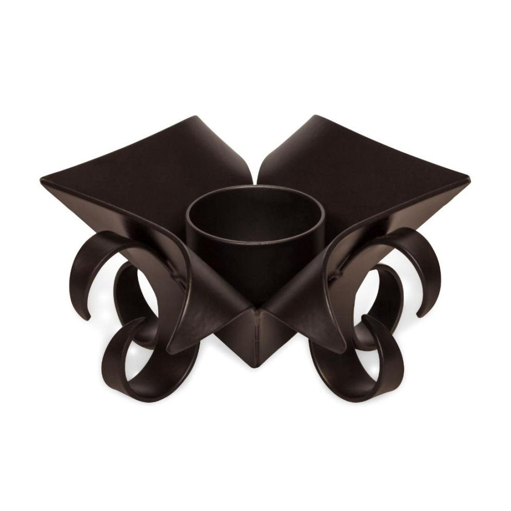 Set Of 2 Decorative Black Lotus Tealight Candle Holders