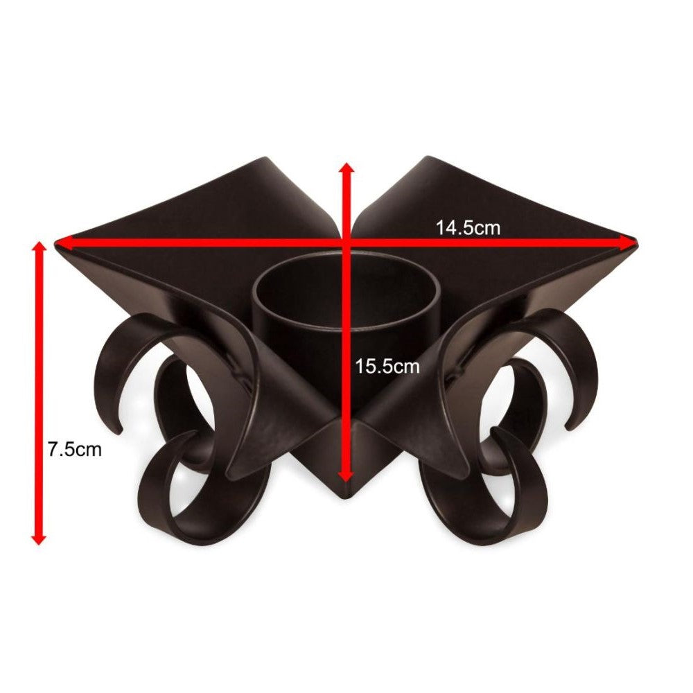 Set Of 2 Decorative Black Lotus Tealight Candle Holders