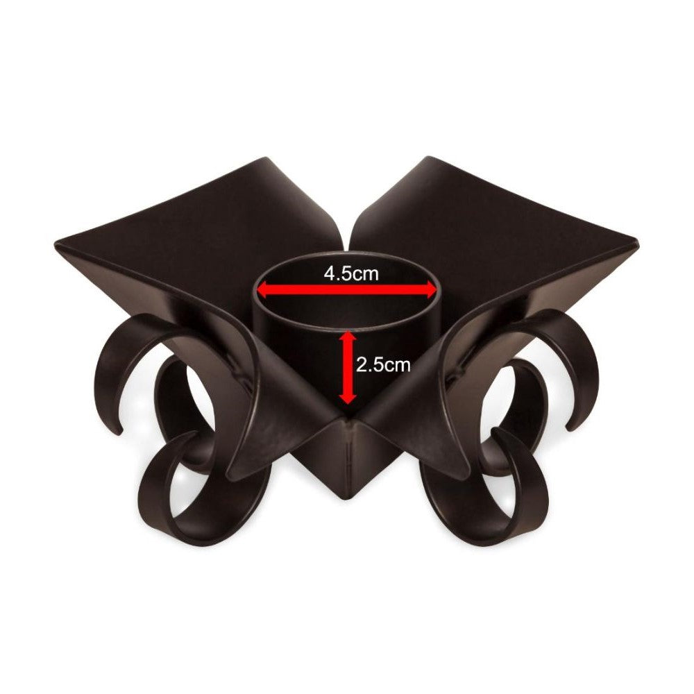Set Of 2 Decorative Black Lotus Tealight Candle Holders