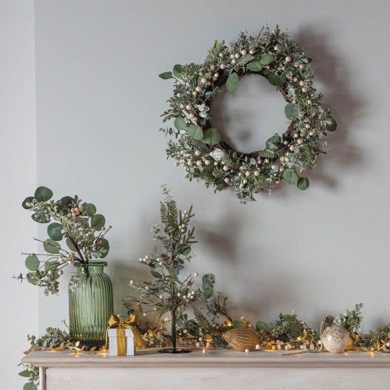 Elegant Artificial White Berry with Mixed Leaves Garland