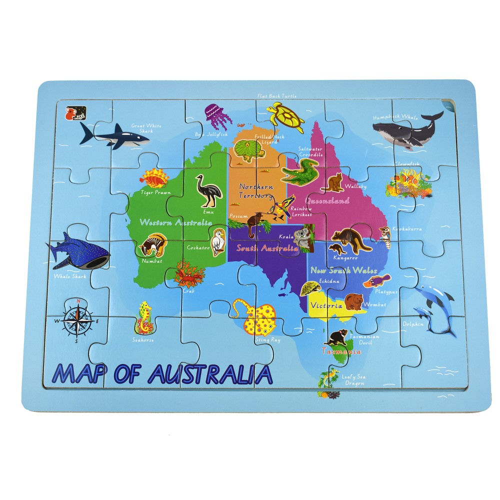 2 In 1 Australian Map Jigsaw Puzzle 24 Pcs