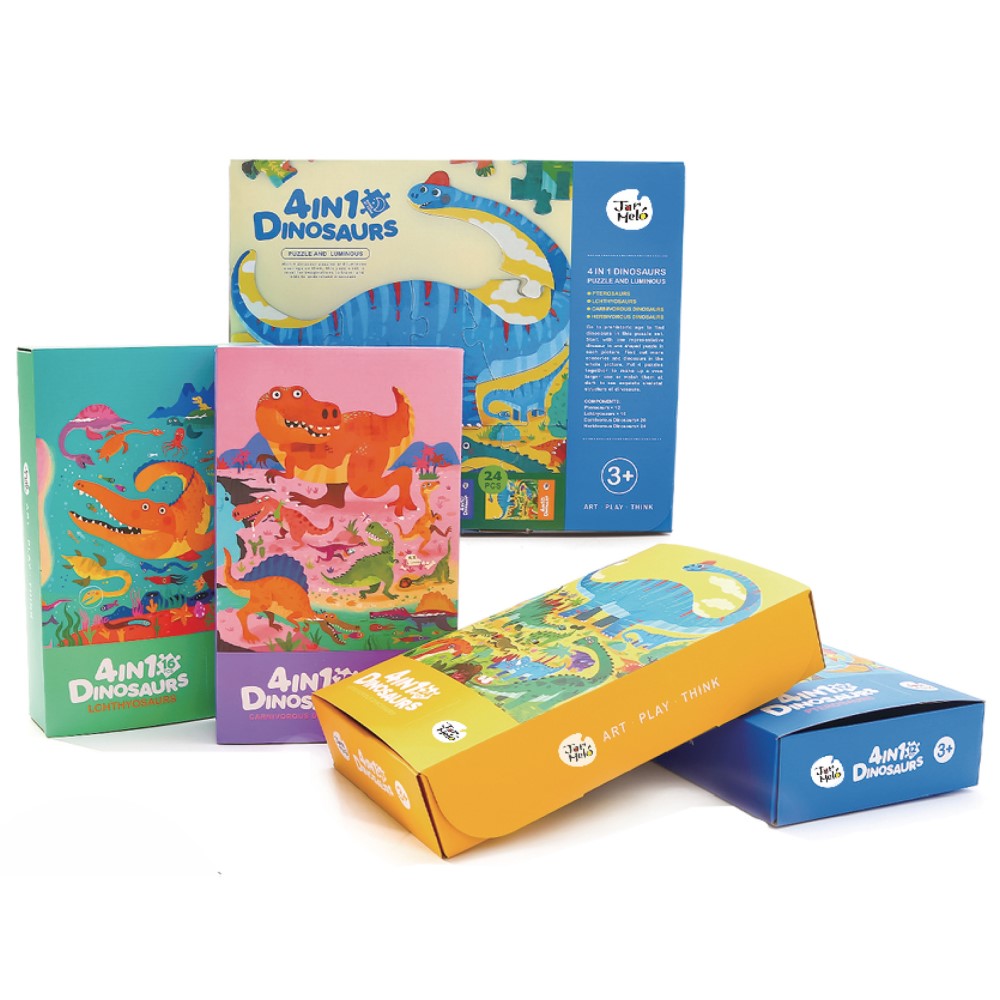 4 In 1 Dinosaurs Glow In The Dark Jigsaw Puzzles