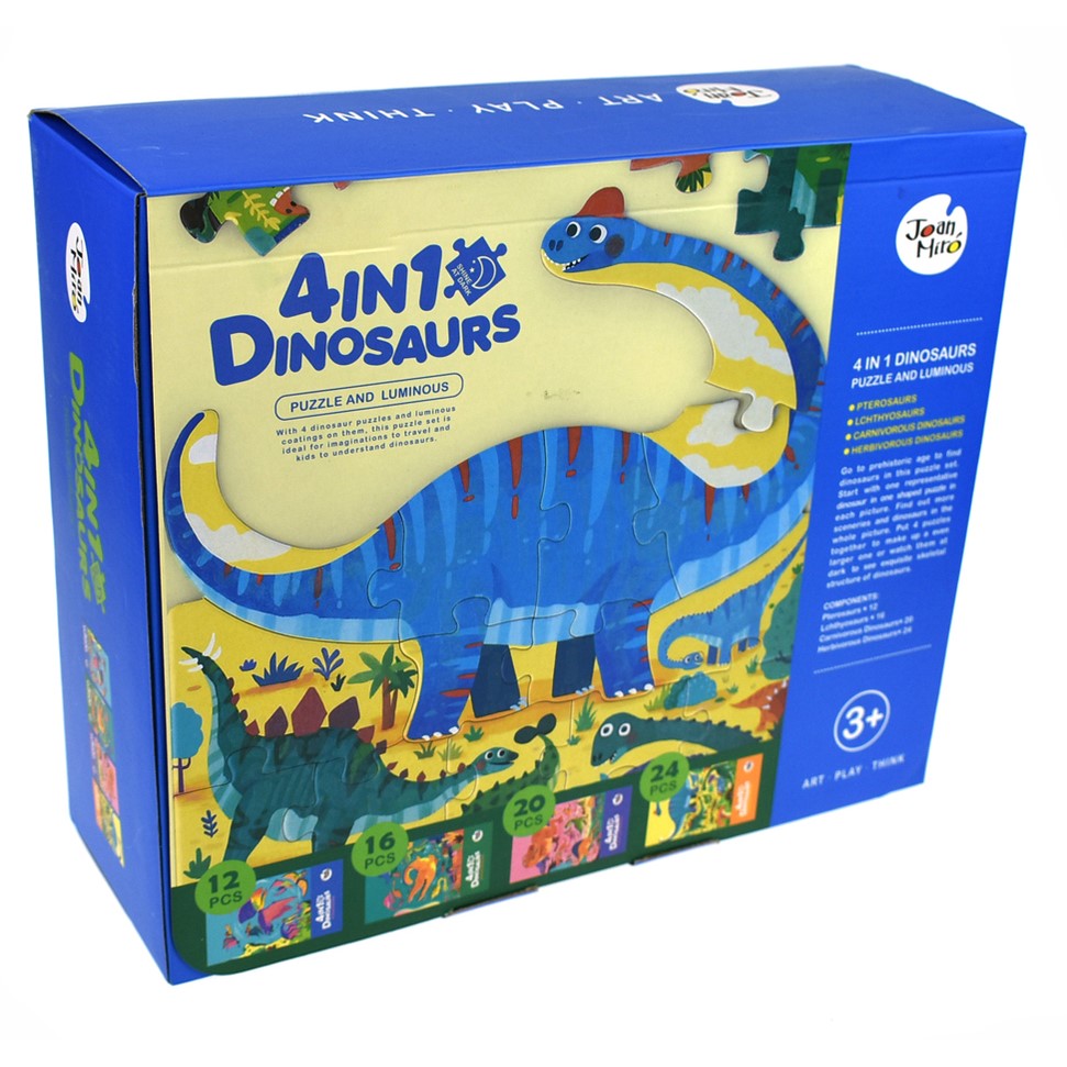 4 In 1 Dinosaurs Glow In The Dark Jigsaw Puzzles