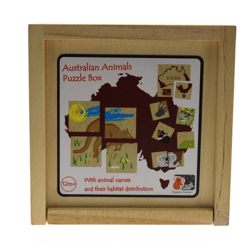 Australian Animals Wooden Tile Puzzle Box