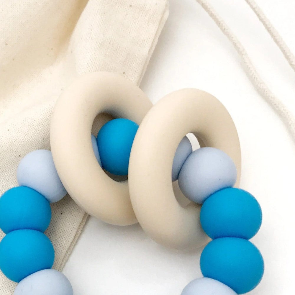 Personalised Silicone Beads On Rings Teether Rattle - GUMMI
