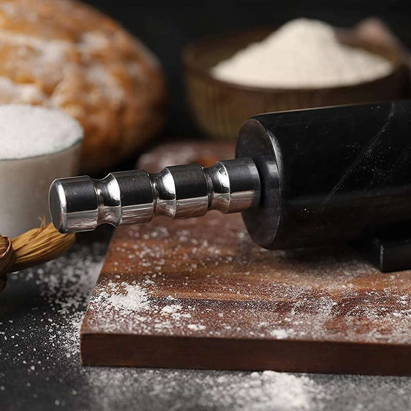 Artisan Handmade Metal Handle Marble Rolling Pin (Available in 2 Colors)