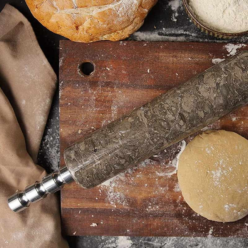 Artisan Handmade Metal Handle Marble Rolling Pin (Available in 2 Colors)
