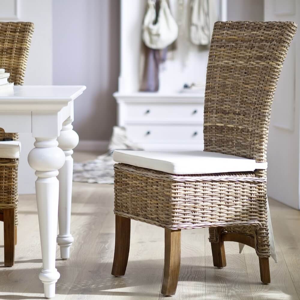 Bastion Classic Design Wicker Armless Dining Chair (Set of 2)