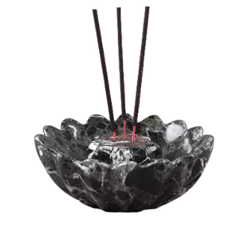Handmade Marble Lotus Incense Bowl With 2 Holders (Available in 4 Colors)