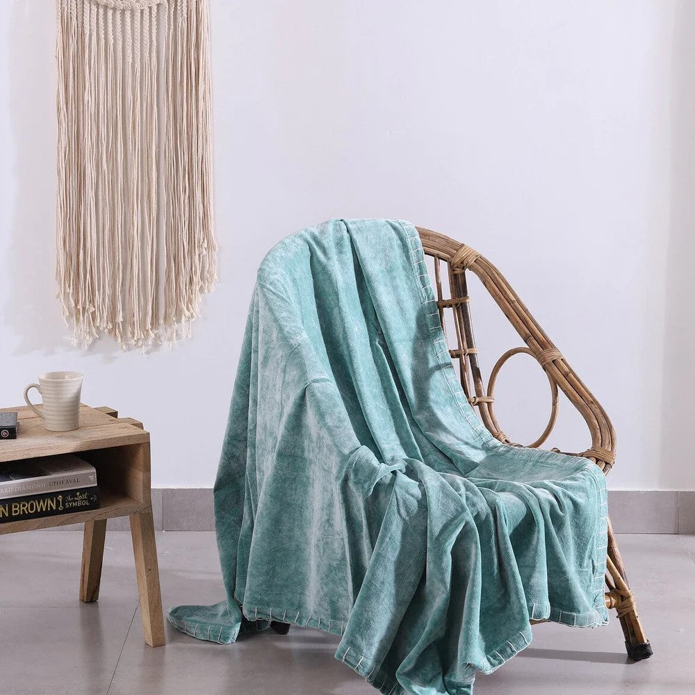 Luxury Rustic Cotton Velvet Throw - Rustic Blue