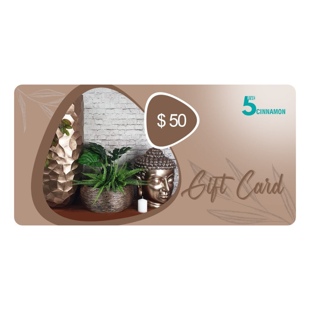 Five Cinnamon eGift Cards (Select from 6 Denominations)