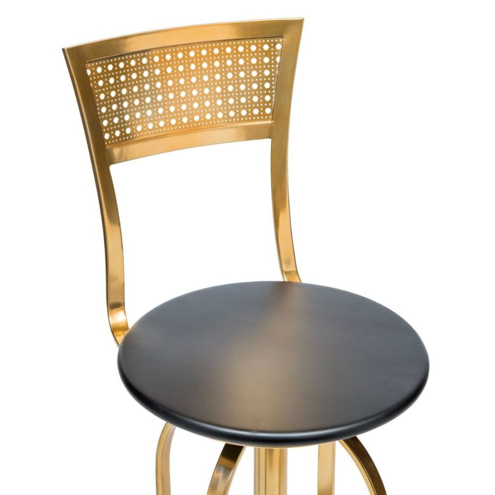High-Back Swivel Kitchen Bar Stool Chair Gold Black