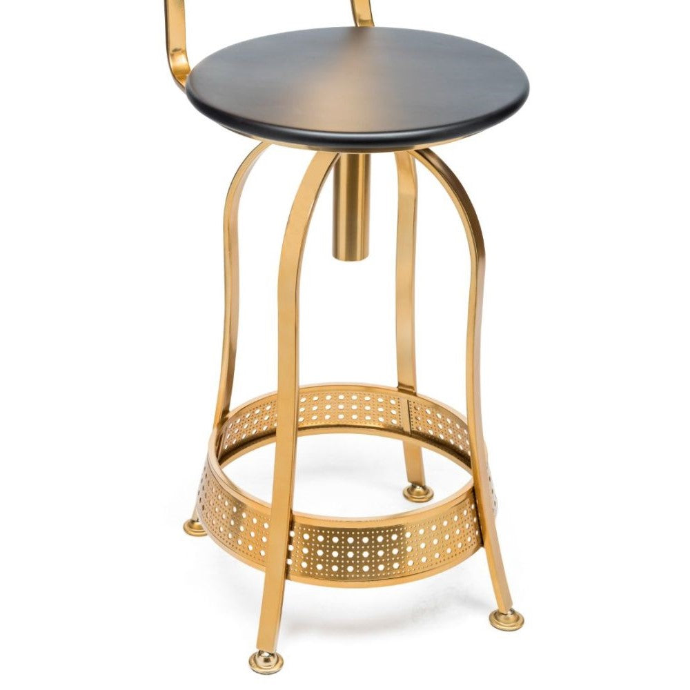High-Back Swivel Kitchen Bar Stool Chair Gold Black
