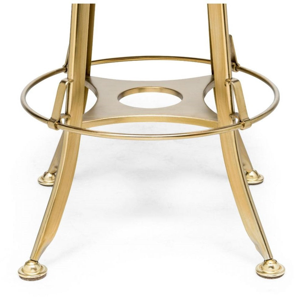 Classic Swivel Height Adjustable Barstool with Backrest - Gold & Black