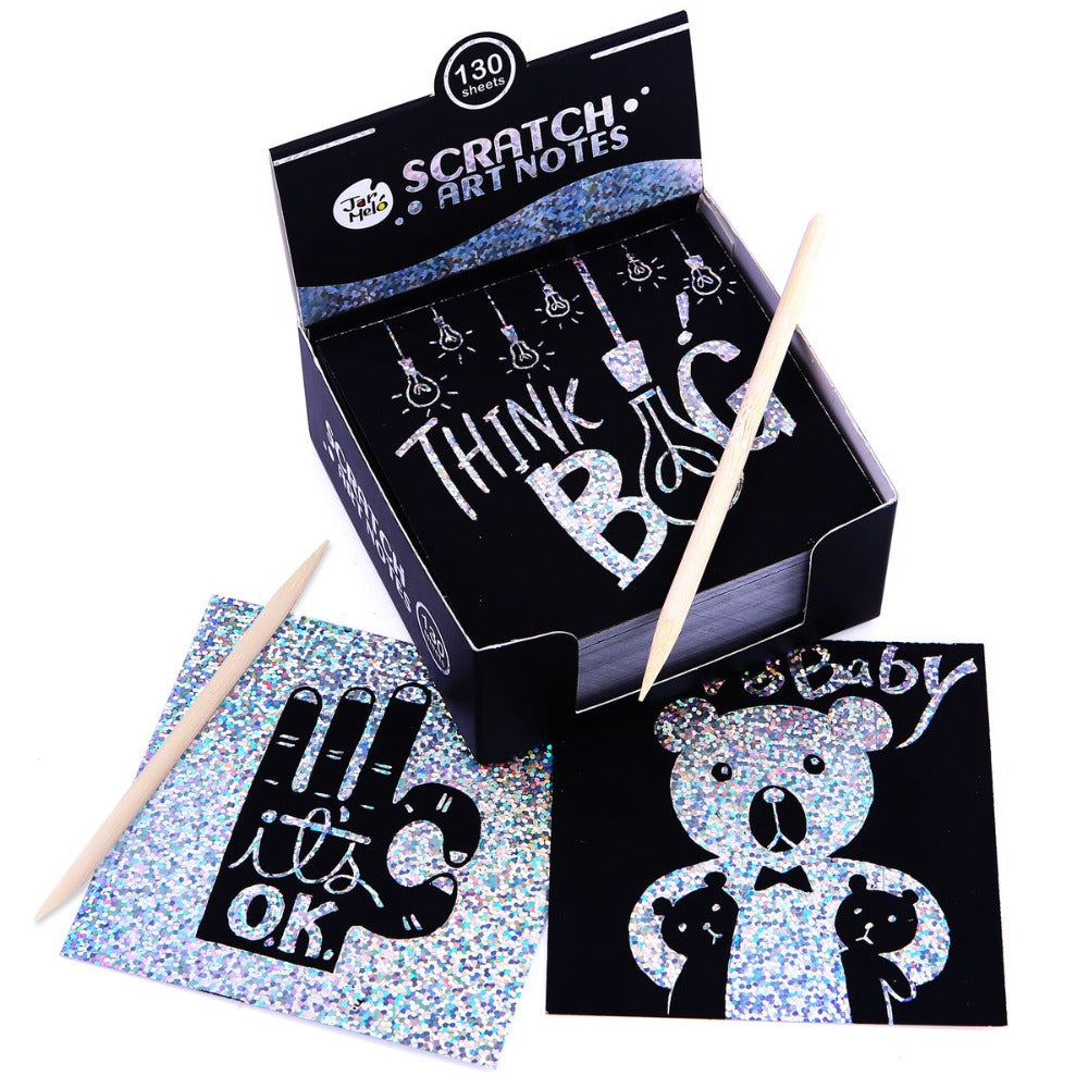 Silver Shining Scratch Art Notes Box Set 130Pcs