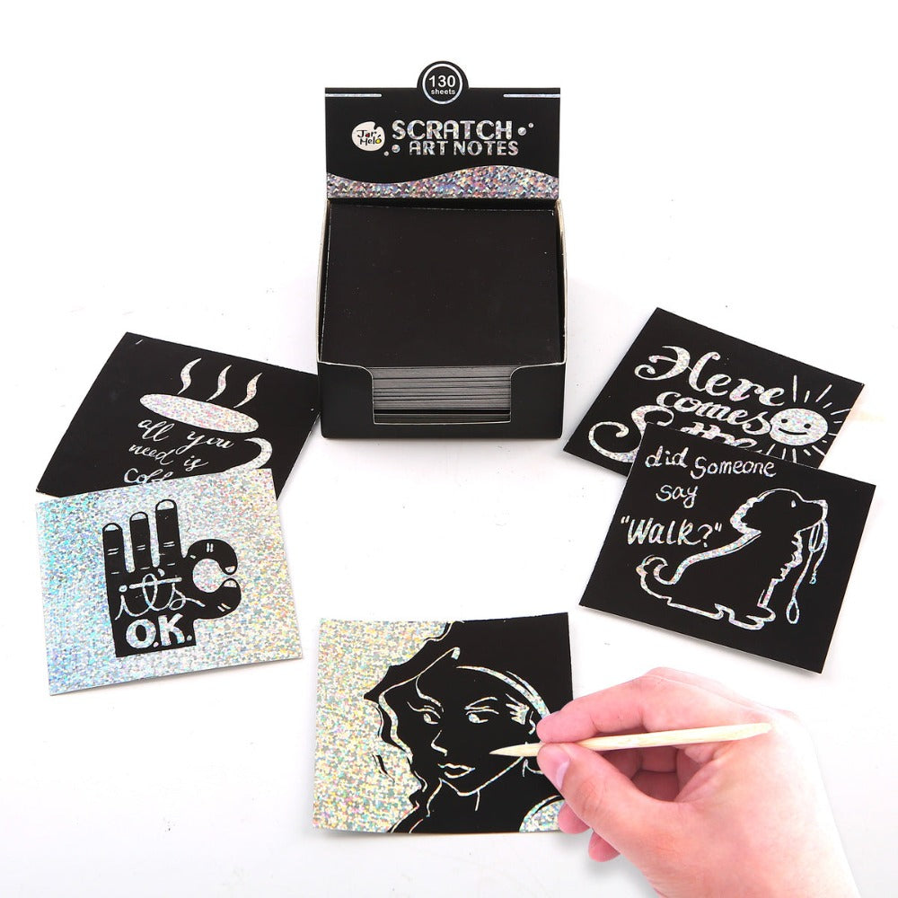 Silver Shining Scratch Art Notes Box Set 130Pcs