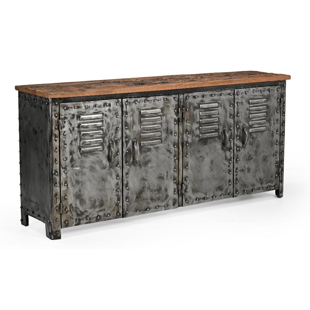 Vintage Iron Locker Sideboard With Reclaimed Wood