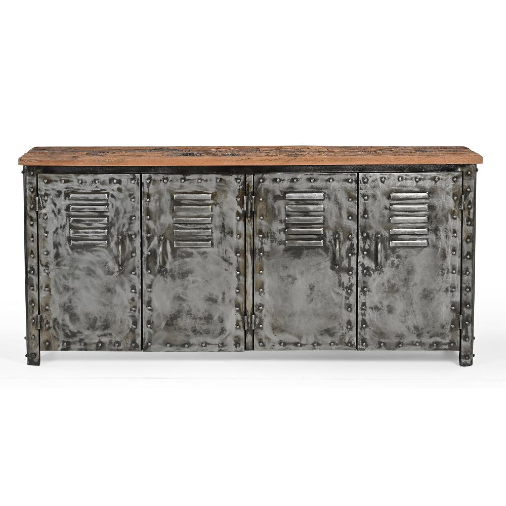Vintage Iron Locker Sideboard With Reclaimed Wood