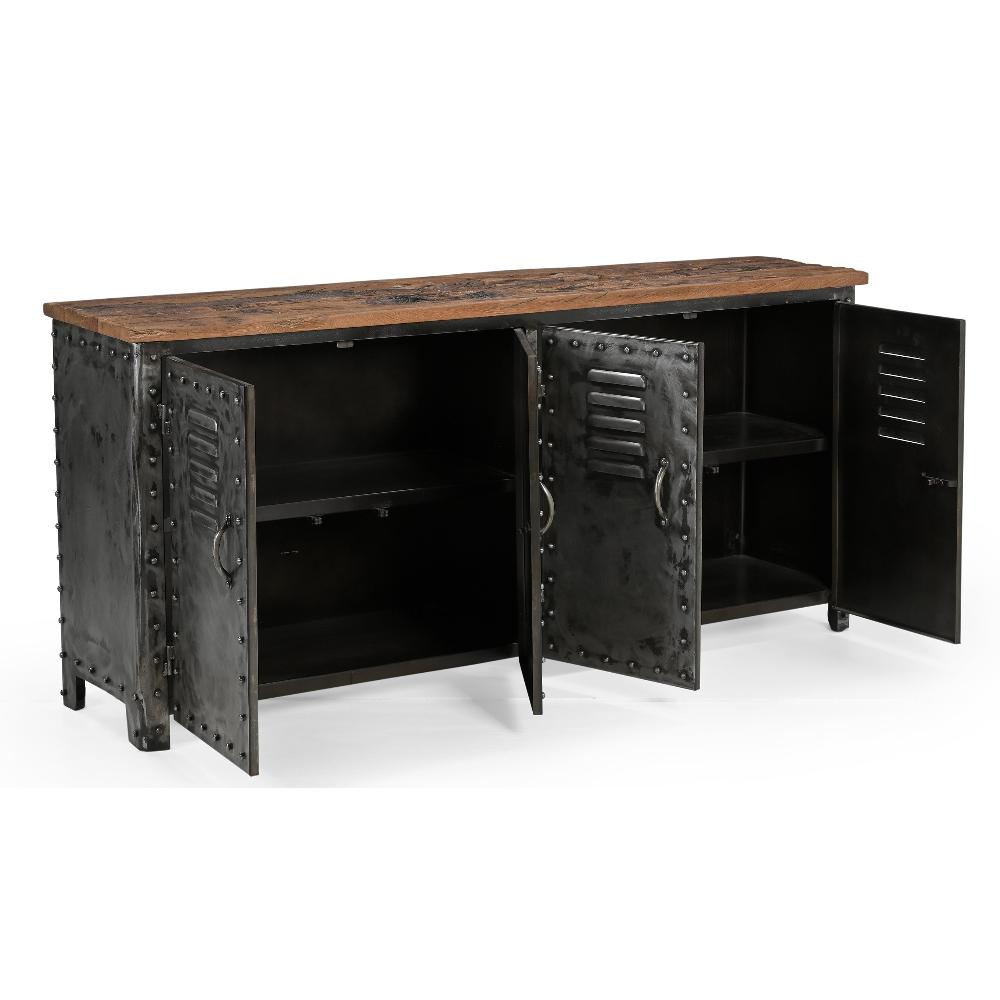 Vintage Iron Locker Sideboard With Reclaimed Wood