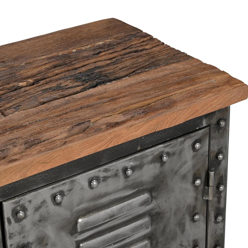 Vintage Iron Locker Sideboard With Reclaimed Wood