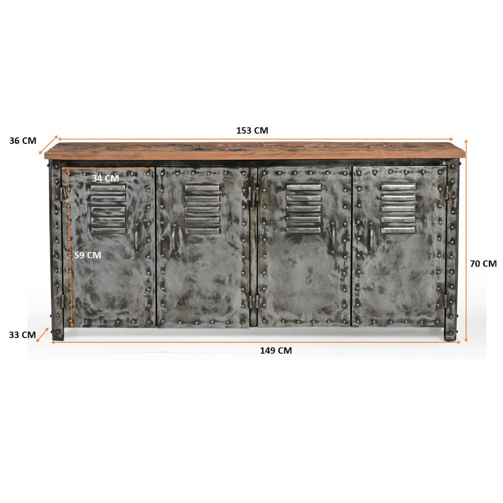 Vintage Iron Locker Sideboard With Reclaimed Wood