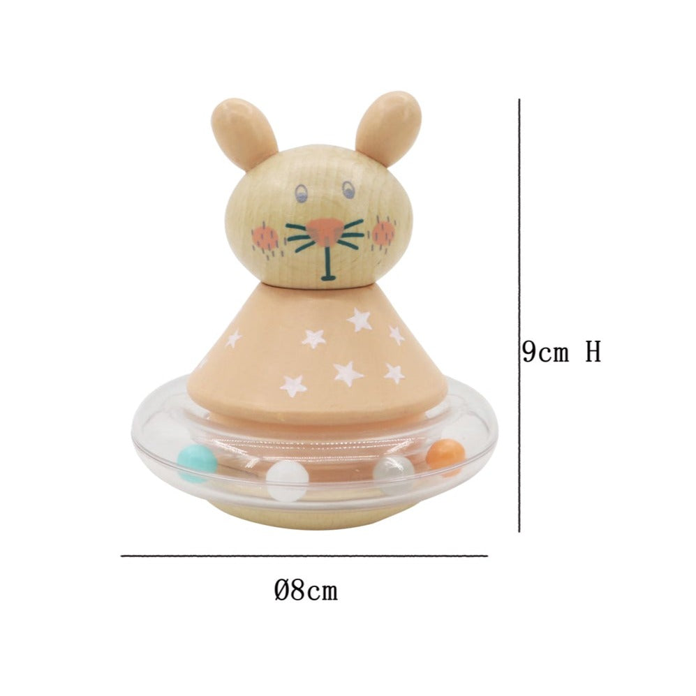 Baby's Wooden Animal Roly Poly Rattle Rabbit
