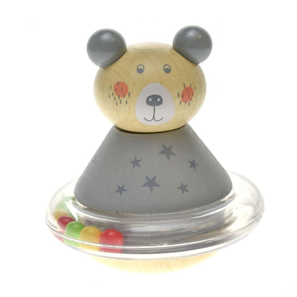 Baby's Wooden Animal Roly Poly Rattle Bear