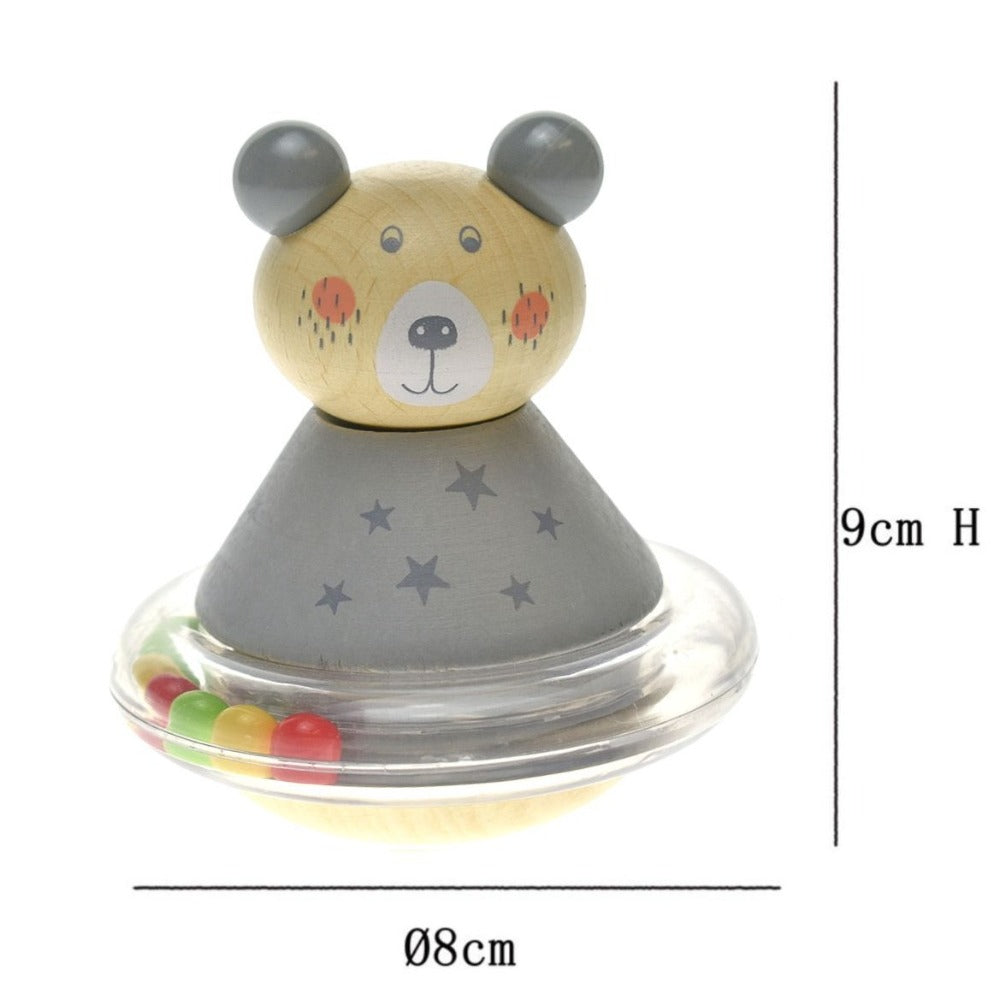 Baby's Wooden Animal Roly Poly Rattle Bear