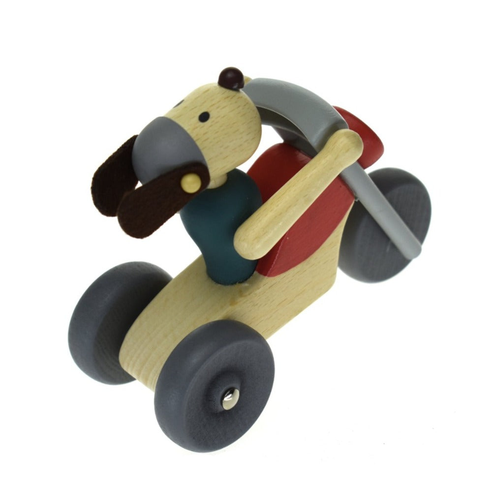 Toddlers Wooden Motorcycle Toy Dog Rider - Red Bike