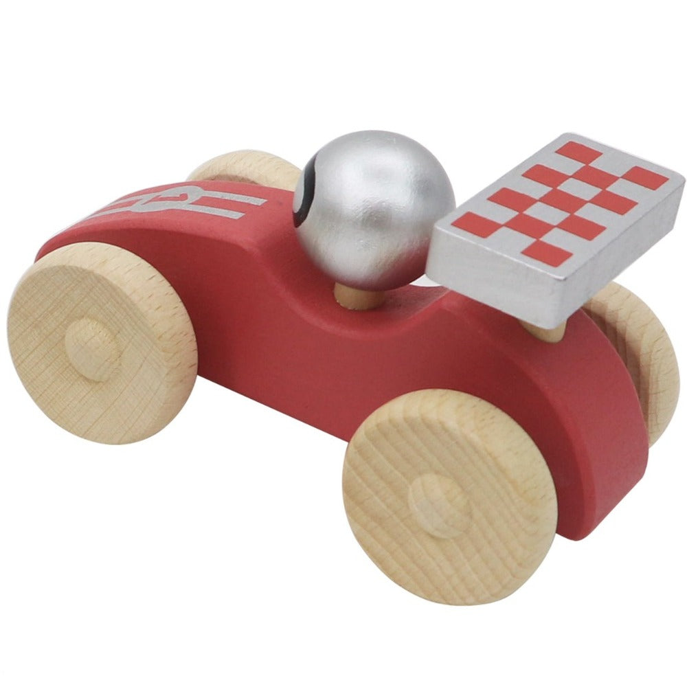 Toddlers Retro Style Pull Toy Racing Car Red