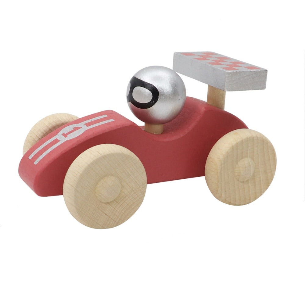 Toddlers Retro Style Pull Toy Racing Car Red