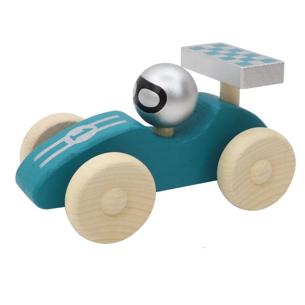 Toddlers Retro Style Pull Toy Racing Car Green
