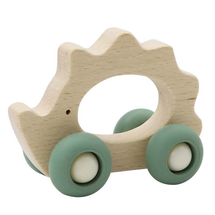 Wooden Animals Pull Toy With Silicone Wheels - ECHIDNA