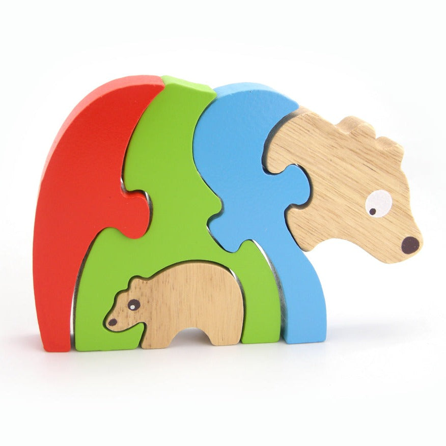 Toddlers Wooden Shape Sorter Block Game - Bear & Cub