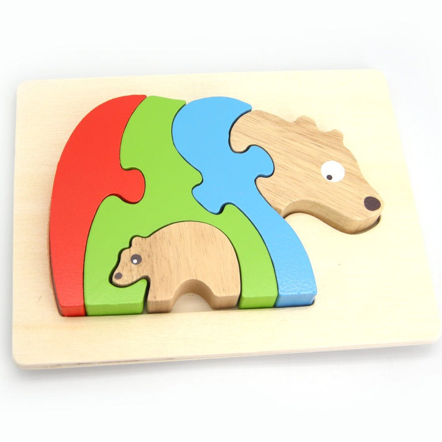 Toddlers Wooden Shape Sorter Block Game - Bear & Cub