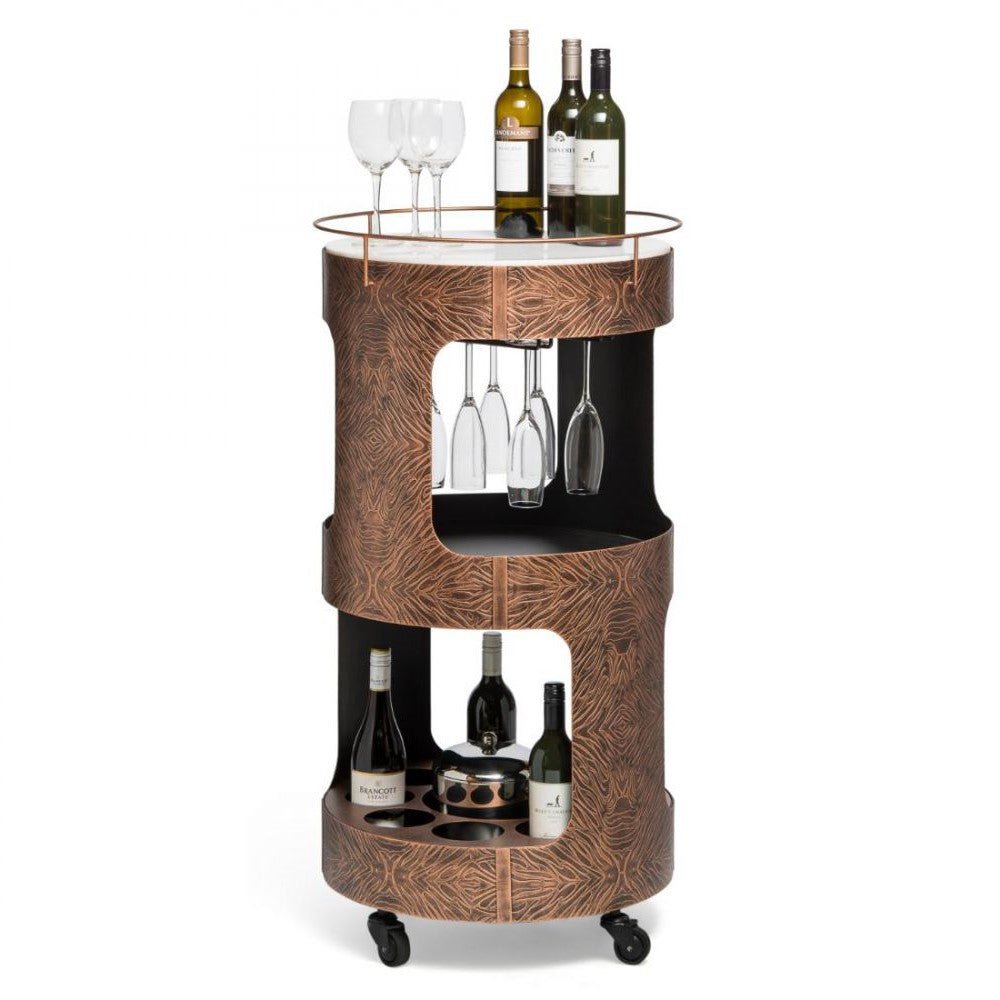 Luxurious Marble and Copper Bar Cart