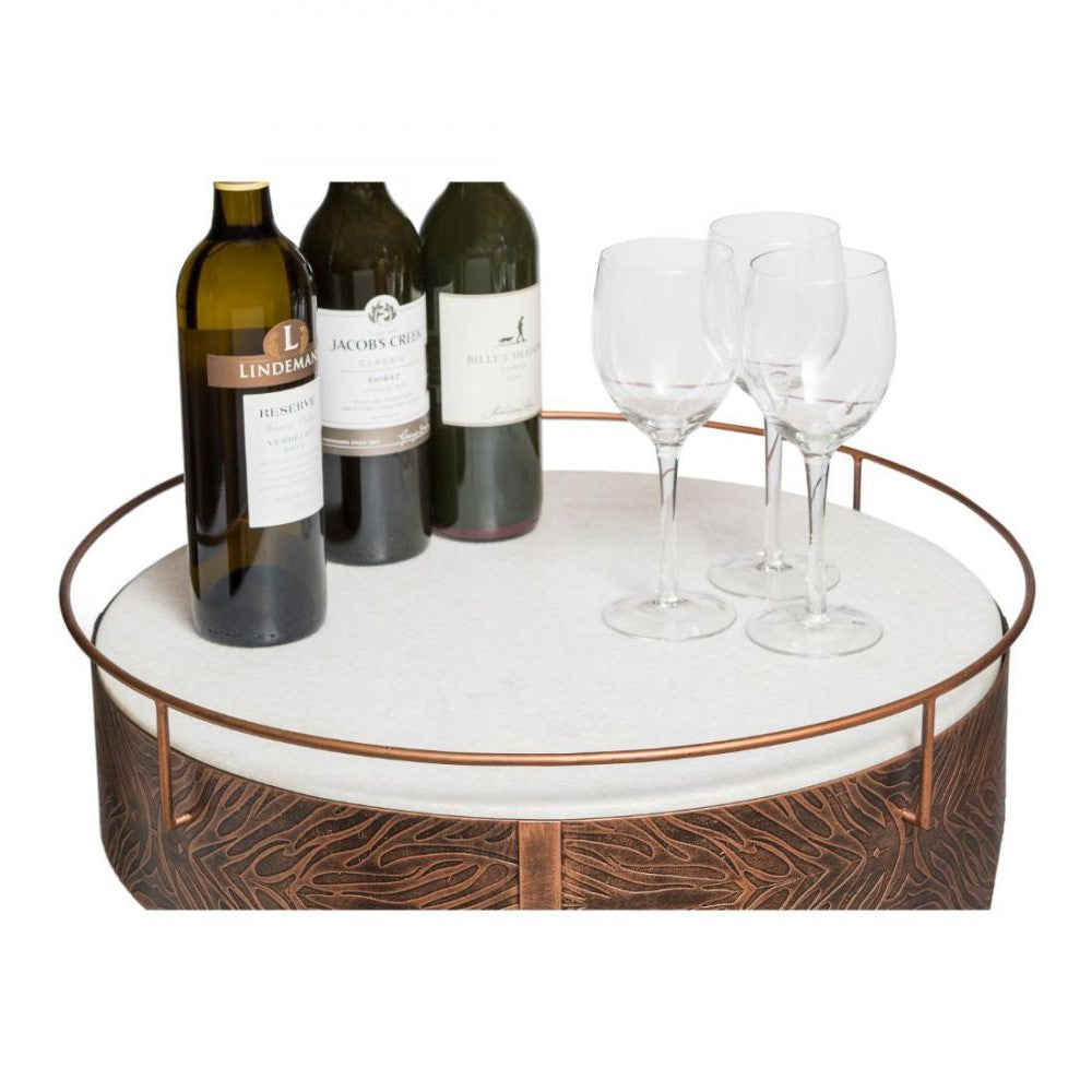Luxurious Marble and Copper Bar Cart