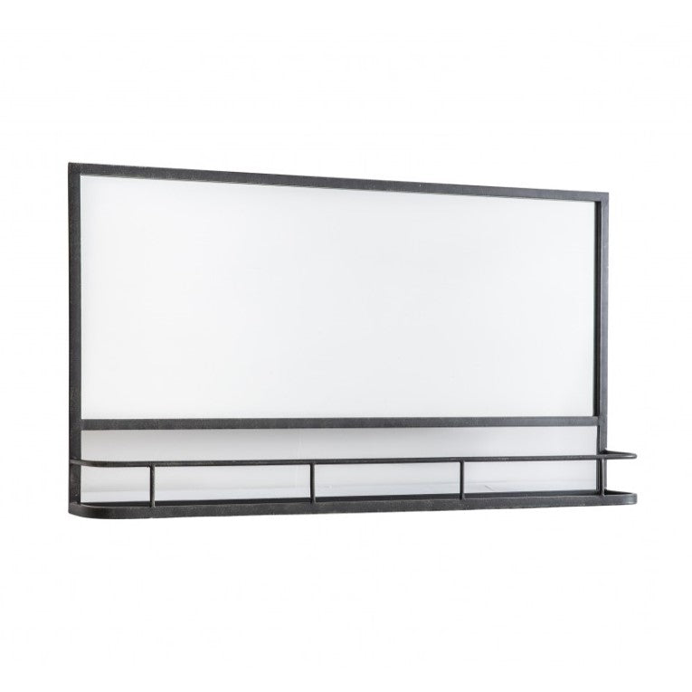 Sophisticated Metal Framed Mirror With Shelf