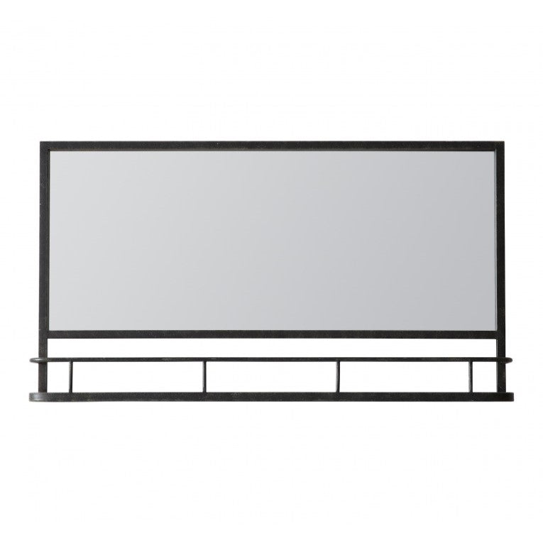 Sophisticated Metal Framed Mirror With Shelf