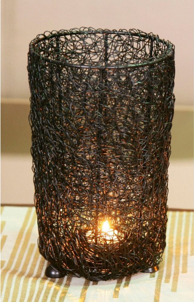 Set of 3 Cylindrical Mesh Tealight Holders