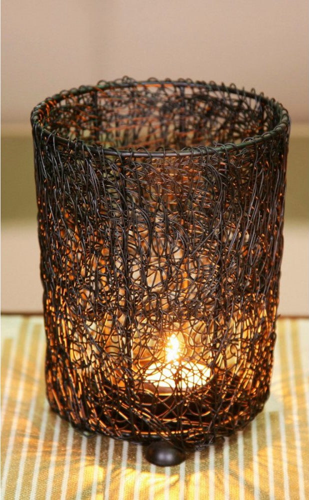 Set of 3 Cylindrical Mesh Tealight Holders