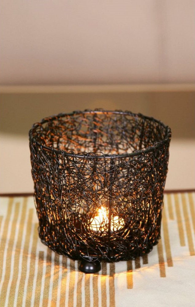 Set of 3 Cylindrical Mesh Tealight Holders